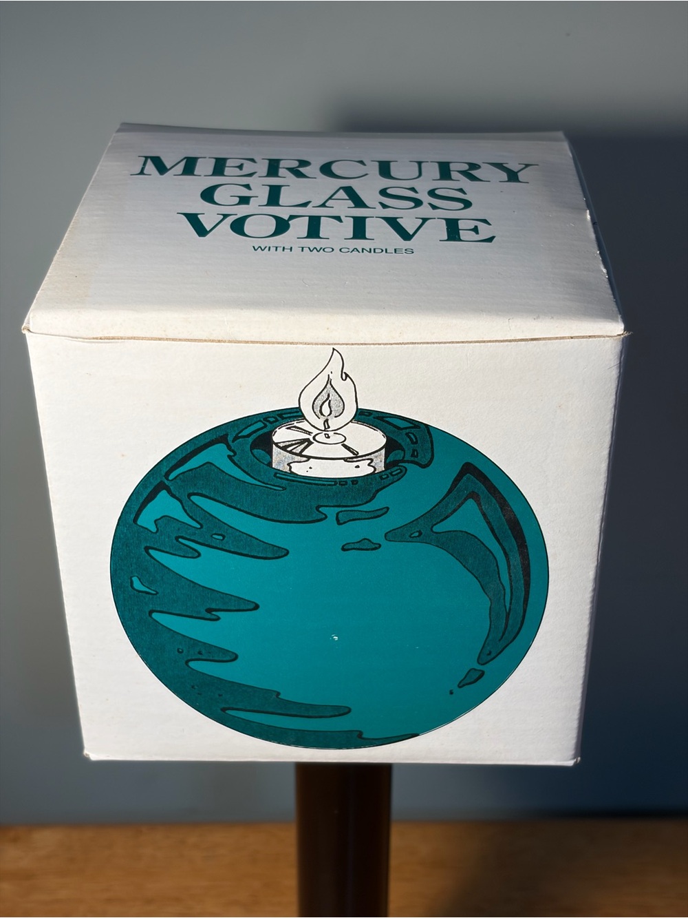 VTG. DEPARTMENT 56 MERCURY GLASS BALL ORNAMENT W/BOX EMERALD GREEN